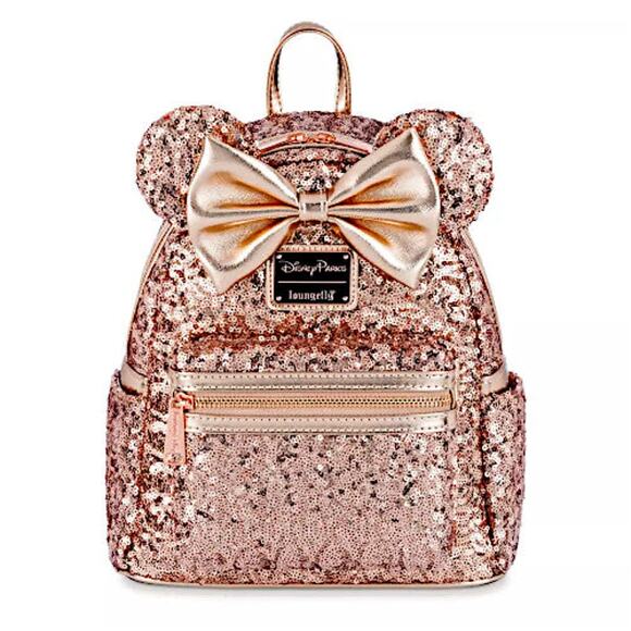 NEW Loungefly Disney Minnie Mouse Rose Gold Sequin Mini  display picture 3